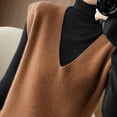 thumbnail image 4 of IWRICH Women's Sweater Vest V Neck Knit Pullover Vests Trendy Solid Knitwear Sleeveless Sweaters Tops Brown M, 4 of 5