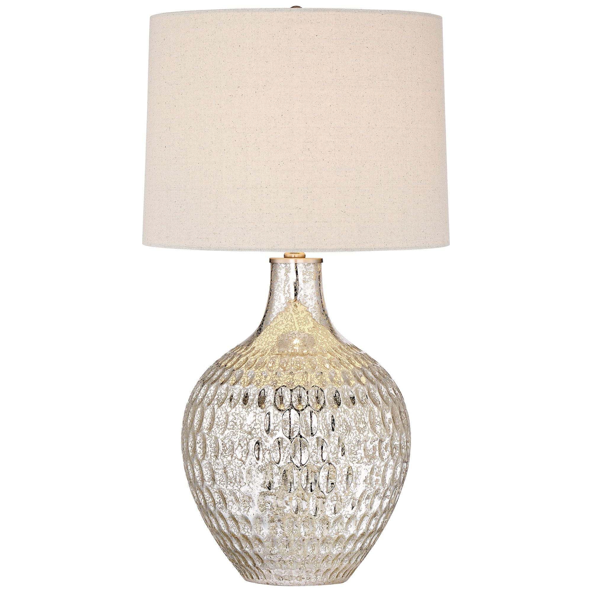 360 Lighting Waylon Modern Table Lamp 28" Tall Textured Mercury Glass Off White Tapered Drum Shade for Bedroom Living Room Bedside Nightstand Office