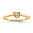 thumbnail image 1 of Diamond2Deal 14k Yellow Gold White Topaz Heart Ring for Women Size- 7, 1 of 2