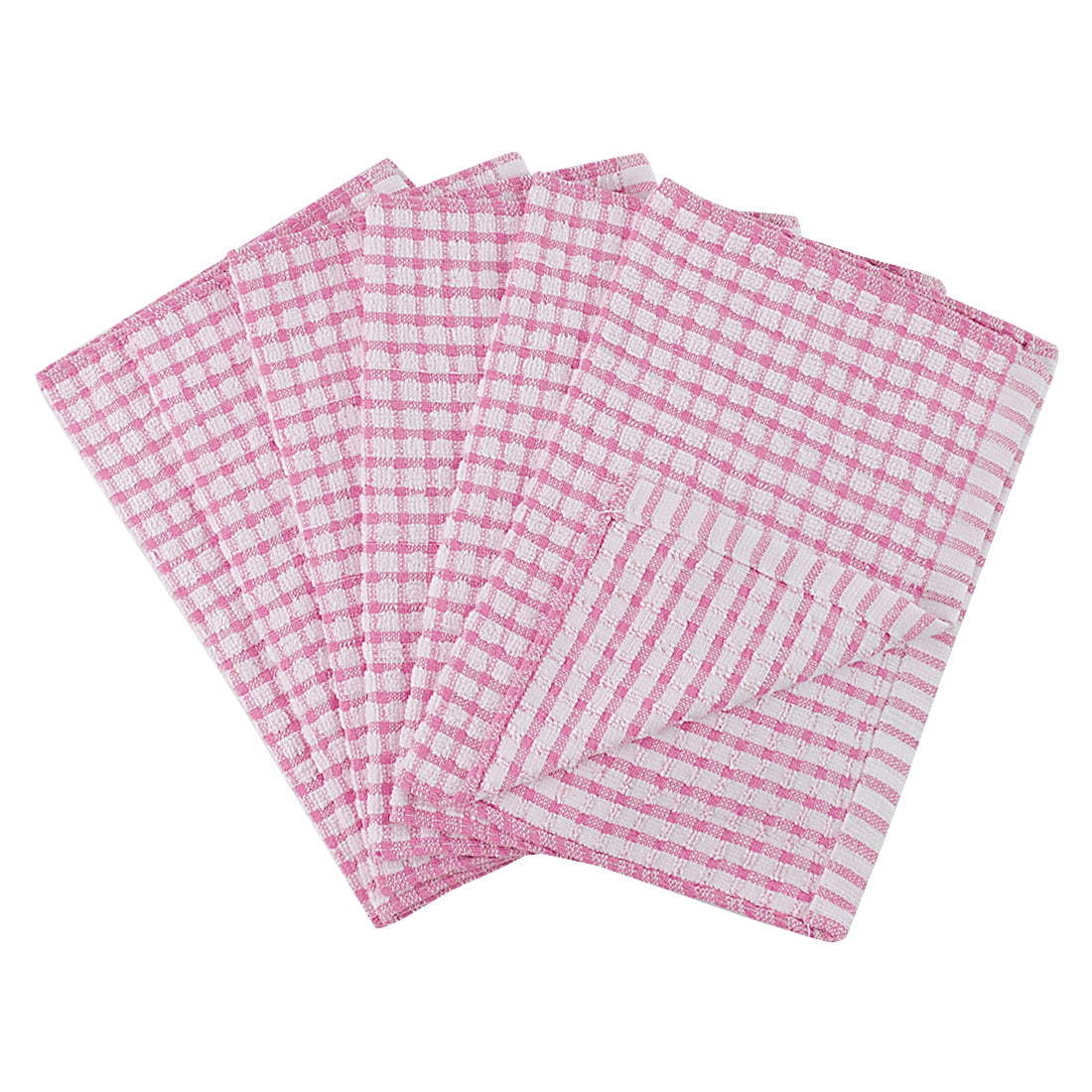 Unique Bargains Cotton Absorbent Kitchen Dish Cleaning Towels Pink