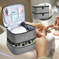 thumbnail image 4 of facefd Double Layer Nail Polish Storage Bag Organizer Case Storage Portable Makeup Bag Gray, 4 of 9