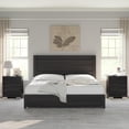 thumbnail image 4 of Merluxy Nightstand Set of 2 with Charging Station,Farmhouse End Table with Drawers for Bedroom,Black, 4 of 7