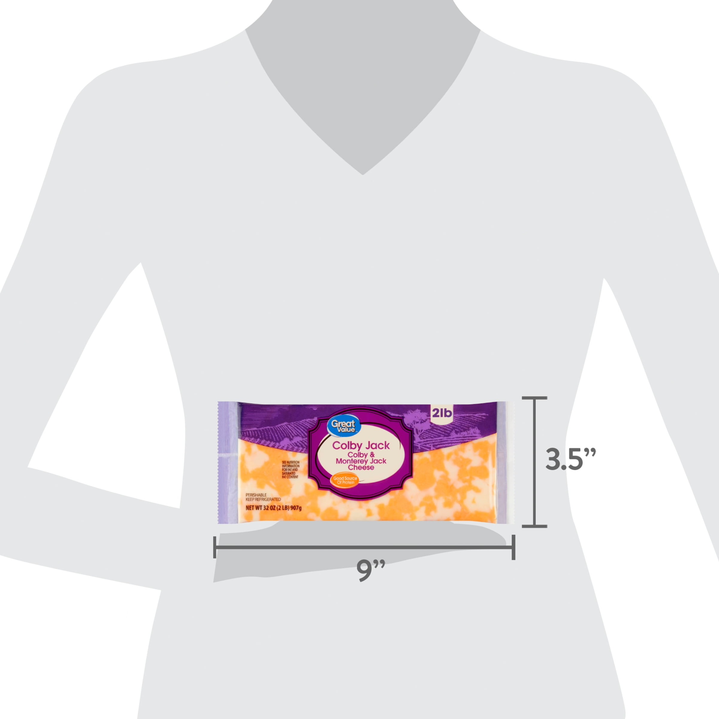 Great Value Colby & Monterey Jack Block Cheese, 32 oz Chunk