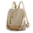 thumbnail image 1 of Women Backpack Purse Waterproof Nylon Anti-theft Rucksack Lightweight Shoulder Bag Beige, 1 of 5