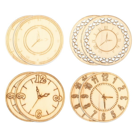Clock Pattern Wood Pieces,8 Pcs Wood Cutouts Clock Pattern Cutouts Wood Slices Sleek Aesthetic