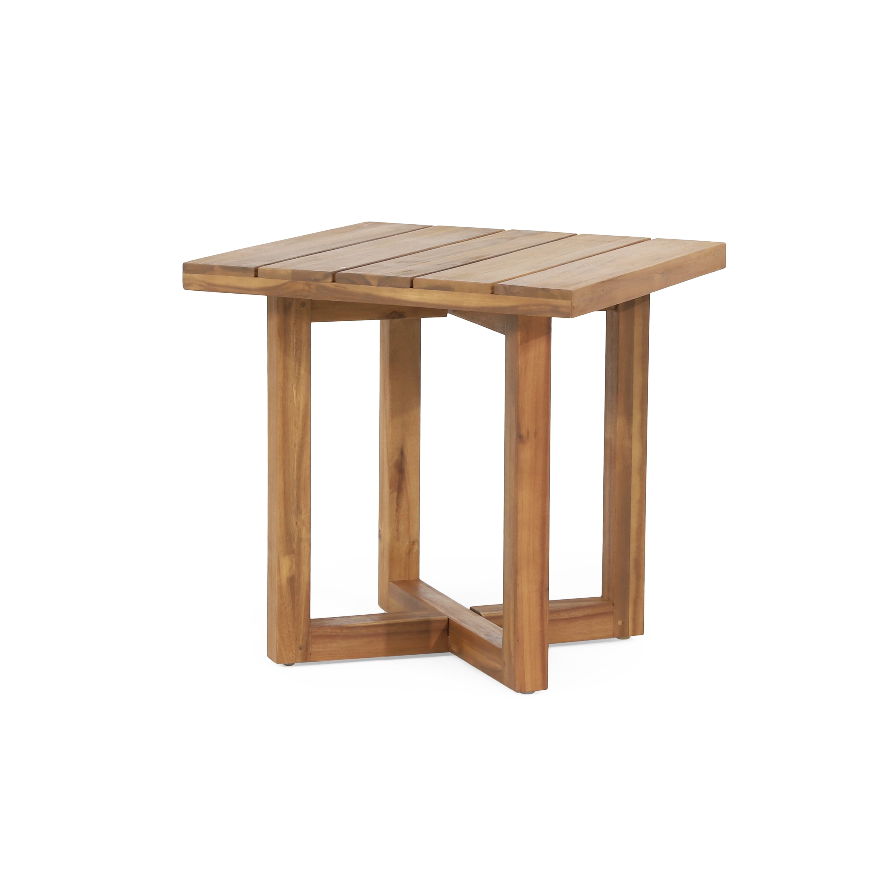 Outdoor Square End Table, Acacia Wood Accent Side Table for Patio Garden, Teak