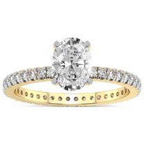 4 Carat IGI Certified Oval Shape Lab Grown Diamond Engagement Ring | 14K Yellow Gold | Claire Full Eternity Diamond Ring | FG-VS1-VS2 Quality Friendly Diamonds