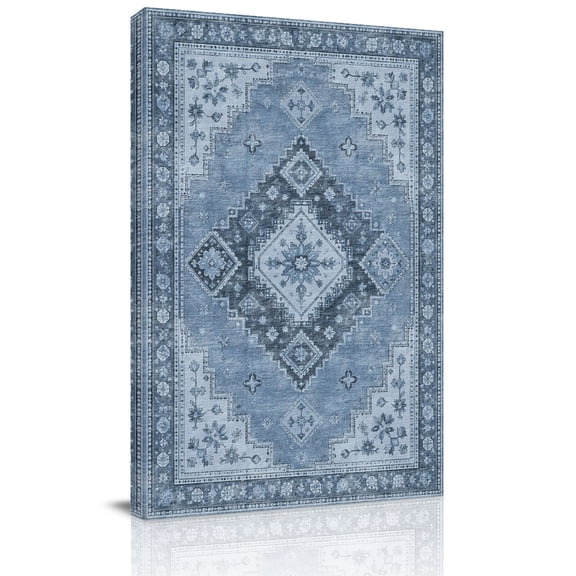 Canvas Wall Art, Navy Blue Boho Framed Canvas Prints for Living Room Office, Vintage Ethnic Tribe Abstract Art Geometric Extra Large Gallery Wrapped Wall Decor for Home Office, Gifts, 24"x32"