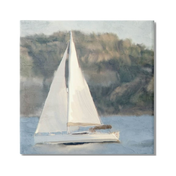 Stupell Industries Nautical Sailboat Rocky Mountain Cliffs Graphic Art Gallery Wrapped Canvas Print Wall Art, Design by Kim Allen
