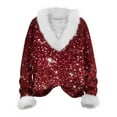 thumbnail image 4 of Aboser Red Christmas Sweaters for Women Plus Size Fuzzy Trim Shirts Vacation Party Tops Trendy Sequin Printed Sweater Loose V Neck Pullover Shirt Casual Long Sleeve Holiday Knitwear, 4 of 4