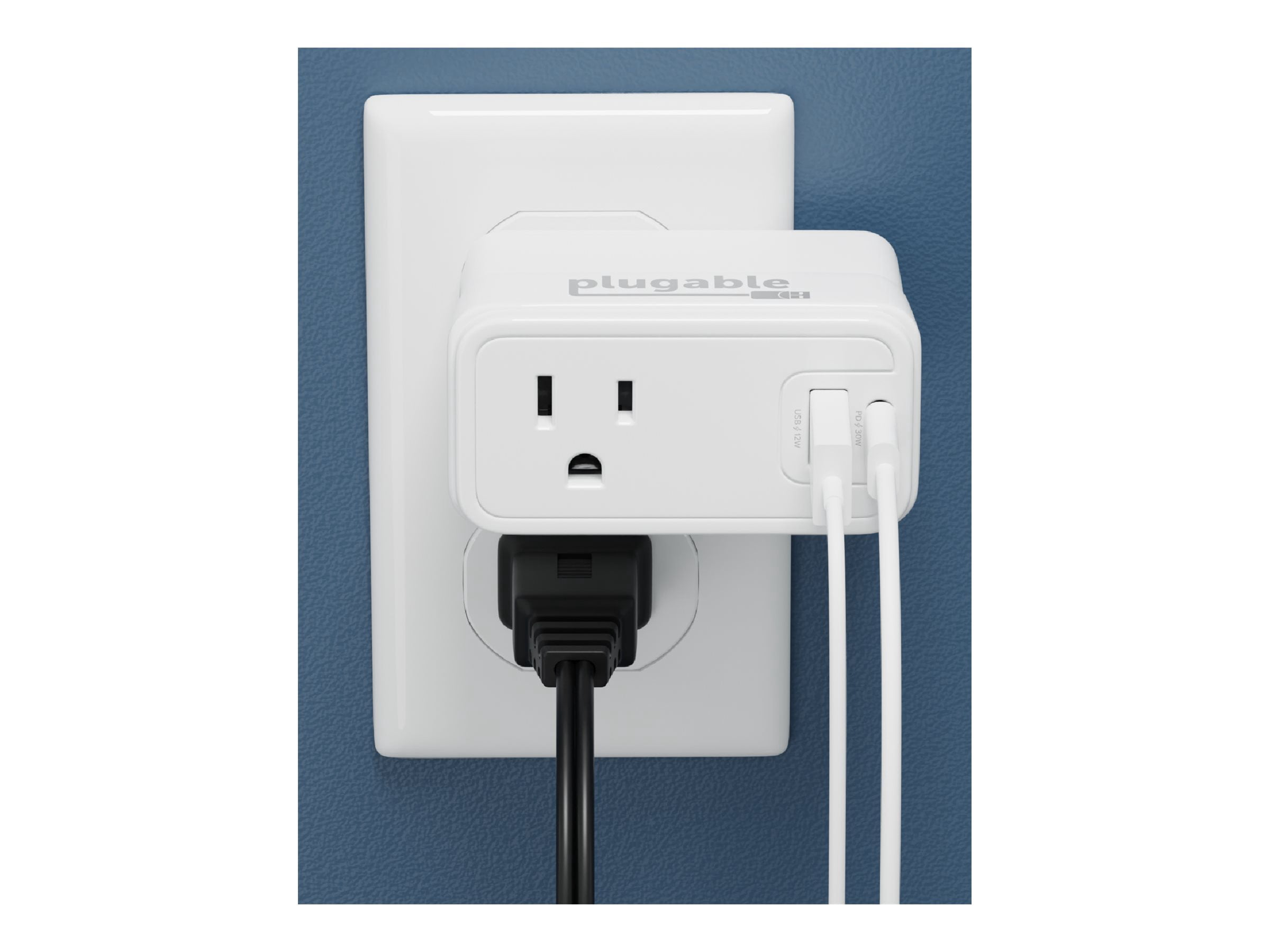 Plugable Wall Outlet Extender with 1x USB-C and 1x USB, 32W USB C Charger Block