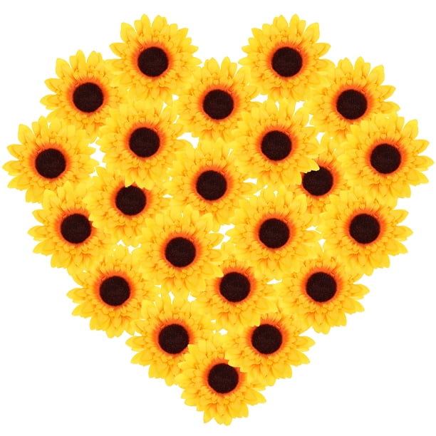 BRIGHTFUFU 20pcs cabezas de girasol artificiales para bodas de la boda de las flores falsas decoraciones guirnaldas de bricolaje
