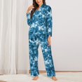 thumbnail image 2 of Kdxio Blue Tie Dye Women's Pajama Sets Long Sleeve Button Down Sleepwear Nightwear Soft Pjs Lounge Sets-Large, 2 of 7