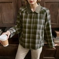 thumbnail image 3 of Womens Plaid Cropped Jackets Lightweight Zip up Casual Short Coat Fall Winter Trendy Outwear with Pockets New Light Weight Jackets Womens Khaki XXL, 3 of 5