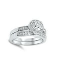 thumbnail image 4 of CHOOSE YOUR COLOR Women's Solitaire Halo Cluster Wedding Ring .925 Sterling Silver White CZ Female Size 8, 4 of 4