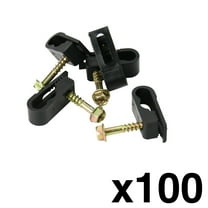 Skywalker Dual Cable Flexible Screw Clips (100 Pack, Screw Depth: 7/8", Black)