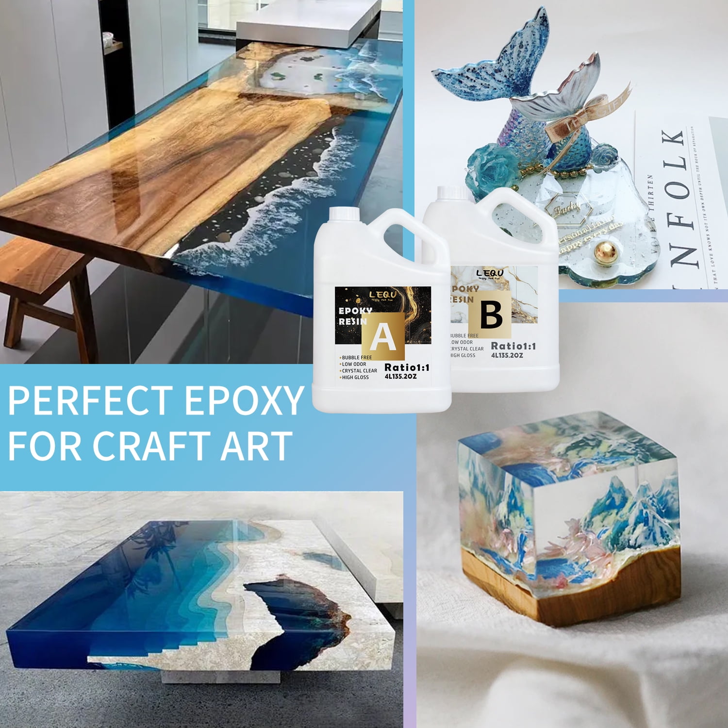 LEQU Epoxy Resin Epoxy Adhesive, 75.39OZ, 2 Pieces