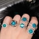 thumbnail image 4 of Anillo de diamantes azules y verdes Mosan de Maldivas Anillo de la mitad de la montaña Starlight Queen, 4 of 6