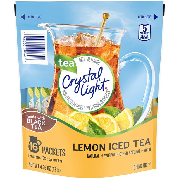 Crystal Light Lemon Iced Tea Naturally Flavored Powdered Drink Mix, 16