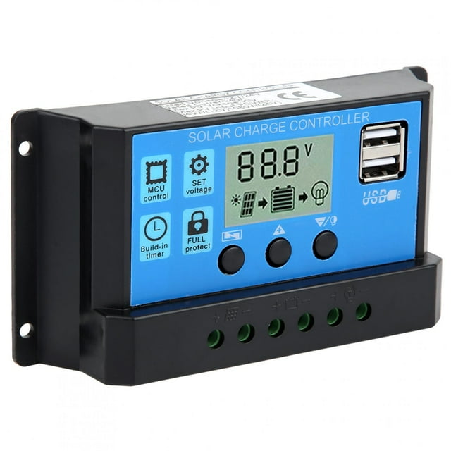 Controlador de Carga Solar, Fotovoltaico Regulador de Paneles Solares Azules, Pantalla LCD Grande para El Patio Domémico para Uso Comercial Al Aire Libre