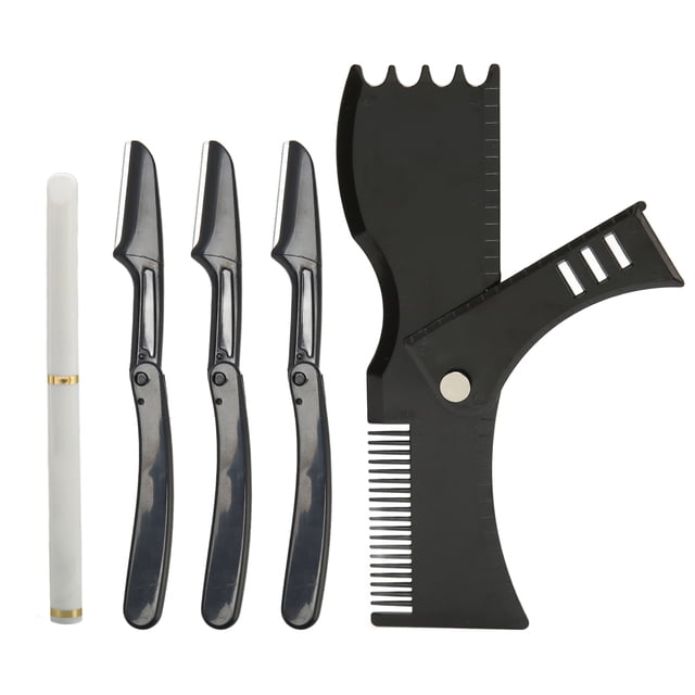 Straight Edge Trimmer Kit, Grooming Beard Shaper Tool Set Beard Stencil Guide Template Barber Pencil For Home
