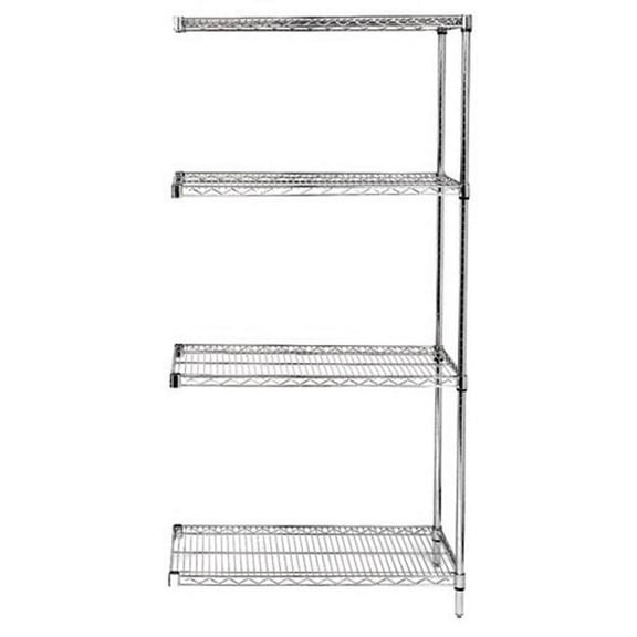 Quantum Storage AD86-3072S Stainless Steel Wire Shelving 4-Shelf Add-On Unit - 86 in.
