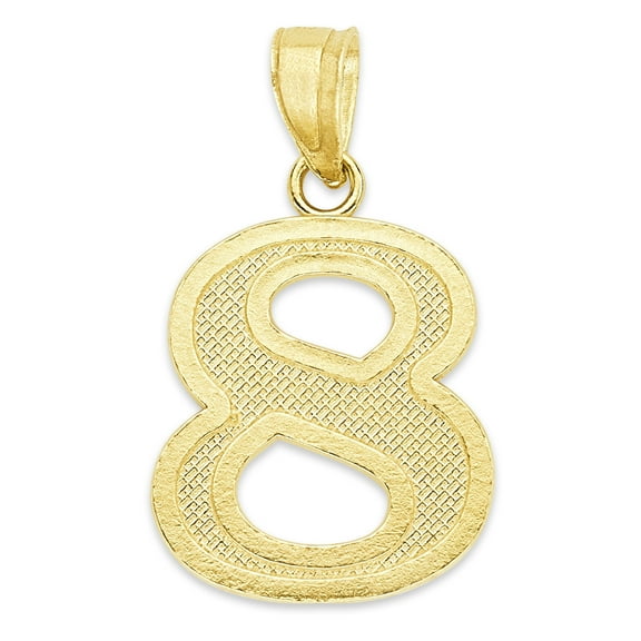 Golden Fire Solid 10k Gold Number 8 Pendant - Personalized Sports Jewelry Gifts for Men and Women