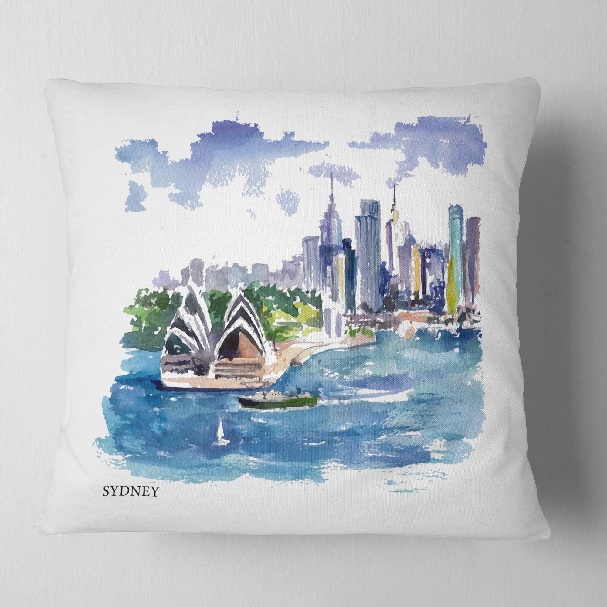 Designart Australia Vector Illustration - Cityscape Painting Throw Pillow - 18x18