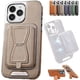 thumbnail image 1 of Symmetry Funda de cuero de lujo para teléfono con cinta magnética extraíble, funda de cuero para teléfono con tarjetero, funda de carga magnética inalámbrica para iPhone 15 14 13 12 Pro Max (gris, par, 1 of 6