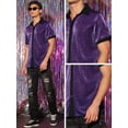 thumbnail image 5 of Unique Bargains Men's Sheer Mesh Shirts See Through Shiny Metallic Shirts L Purple, 5 of 7
