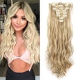 thumbnail image 2 of Clearance 2024!Human Hair Wig 22 Inch Wavy Curly Full Head Clip In On Double Weft Hair Extensions Headband Wigs, 2 of 4
