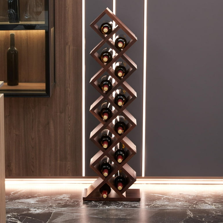 12 Bottles Freestanding wine rack Wine Storage Rack Wall mounted wine rack wine rack wall mounted Freestanding Display Rack for Kitchen Pantry Cellar walnut Walmart