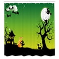 thumbnail image 3 of Ambesonne Halloween Shower Curtain, Dancing Witch, 69"Wx84"L, Black Green, 3 of 5