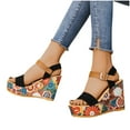thumbnail image 4 of AXXD Women Black Sandals Clearance New Summer Thick Sole Shoes One Button Peep-toe Sandals, 4 of 4