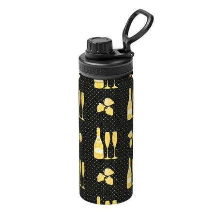 

Fuzoiu Gold Bottles Print 18oz Sports Insulated Kettle Stainless Steel Vacuum Water Bottle Leakproof Sport Flask