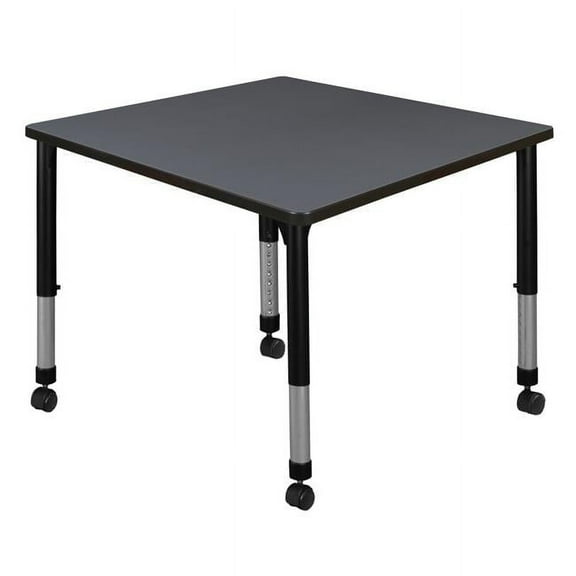Kee Square Height Adjustable Mobile Classroom Table - Grey - 36 in.