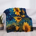 thumbnail image 3 of Naloa Vintage Starry Sky Sunflower Flannel Blankets - Thick and Warm Blanket for Winter, Soft Fuzzy Plush King Blanket for All Seasons60"x50", 3 of 6