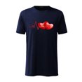 thumbnail image 1 of Hombres manga corta casual electrocardiograma amor impresión cuello redondo pulóver camiseta blusa Pompotops oipoqjl4321, 1 of 2