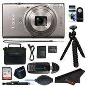 Canon PowerShot IXUS 285 / Elph 360 20.2MP 12x Optical Zoom Digital Camera Silver + PixiBytes Accessories Bundle 1