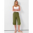 thumbnail image 2 of BAKREP Womens Wide Leg Capri Pants Elastic Waist Casual Loose Lounge Trousers Summer Flowy Beach Vacation Clothes, 2 of 12