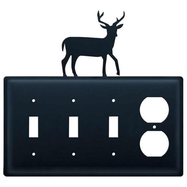 Village Wrought Iron ESSSO-3 Triple Interrupteur et Prise Simple - Cerf