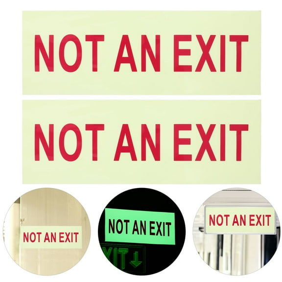 Clispeed 2Pcs Glow in Dark Not An Exit Sign Red Plastic Door Safety Sign for Shop Use