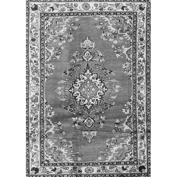 Ahgly Company Indoor Rectangle Medallion Gray Traditional Area Rugs, 7' x 10'