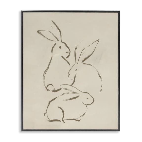 Stupell Industries Mid-Century Earthtone Bunny Sketch Black Framed Giclee Art, 11 x 14, by June Erica Vess