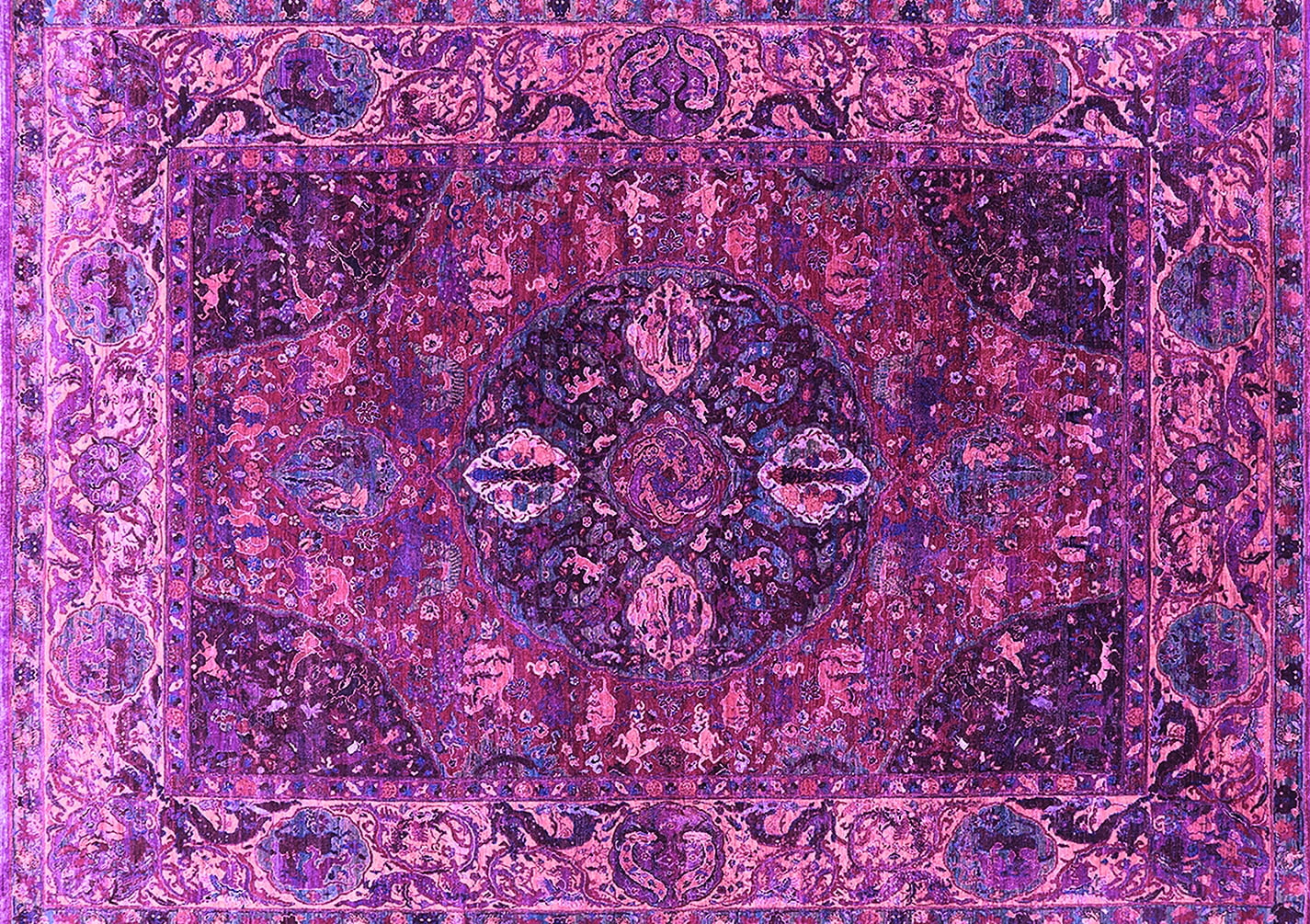 Ahgly Company Indoor Rectangle Oriental Purple Industrial Area Rugs, 5