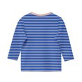 thumbnail image 5 of Efsteb Kids Girls 3/4 Sleeve Tshirt Summer Round Neck Three-quarter Sleeve Tops Comfy Cute Striped Print Loose Casual Blouses(Blue,7 Years ), 5 of 5