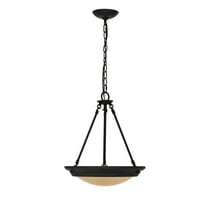 Cresswell Lighting 15" Dark Bronze 3 Light Pendant Ceiling Light, LED Bulbs Included