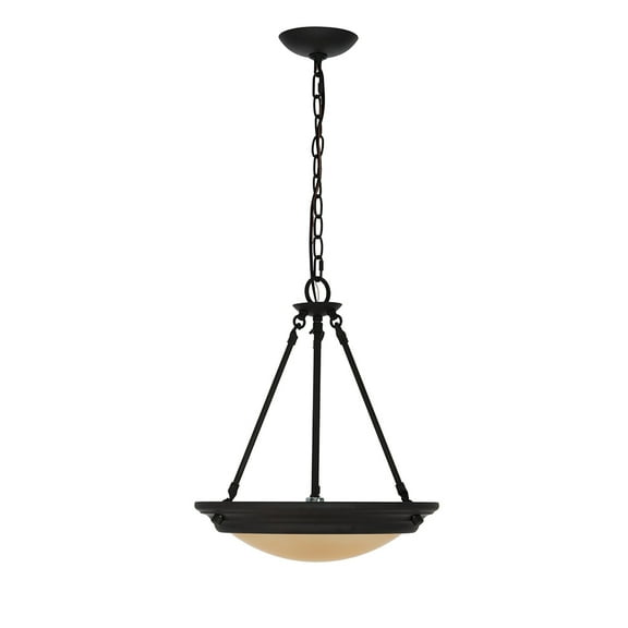 Cresswell Lighting 15" Dark Bronze 3 Light Pendant Ceiling Light, LED Bulbs Included