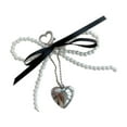 thumbnail image 4 of Llavero con lazo y cuentas, novedoso adorno colgante con forma de corazón negro, 4 of 9