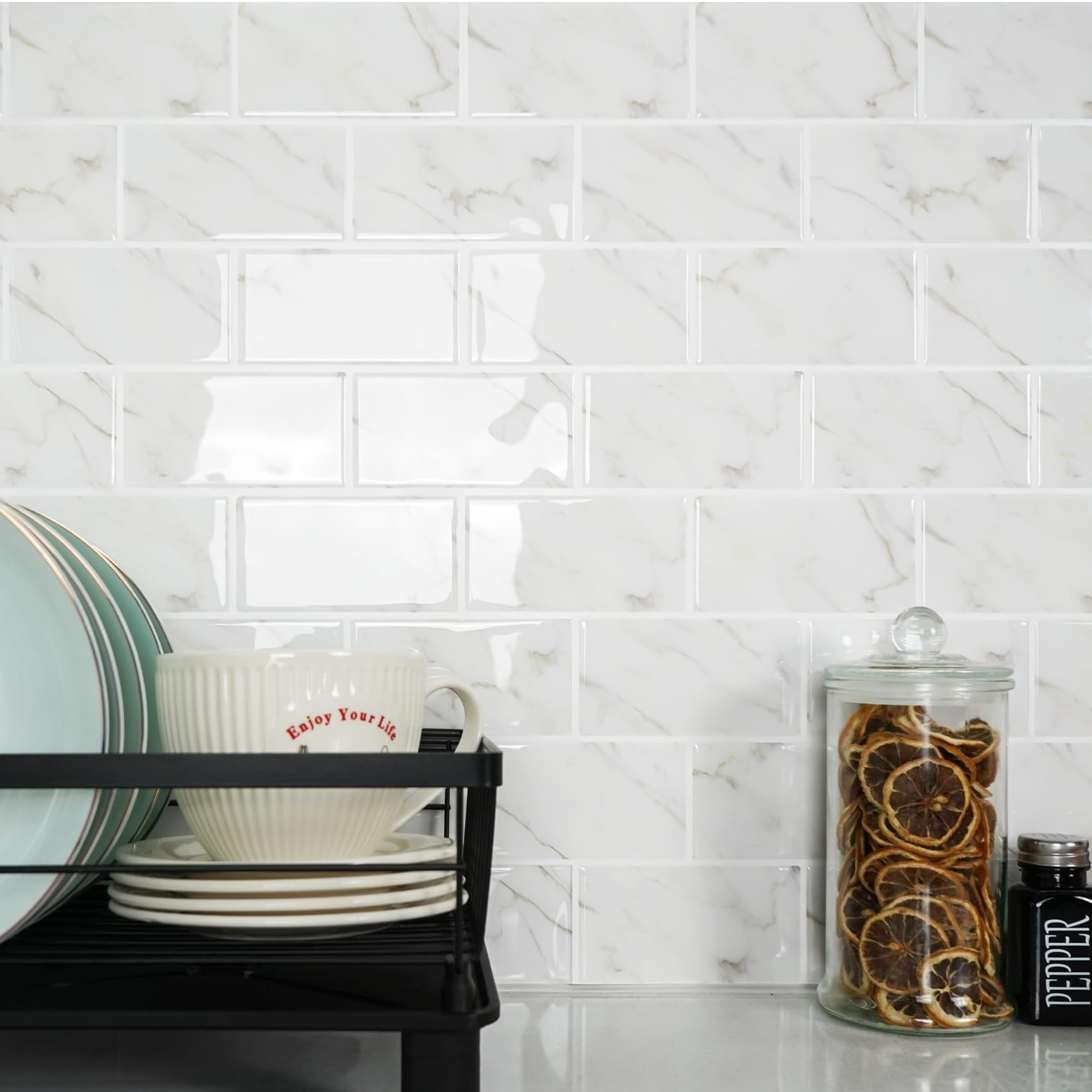 10-sheet Subway Tile Peel And Stick Backsplash  Self Adhesive Vinyl Wall Tiles On For Kitchen Bathroom(thicker Design)